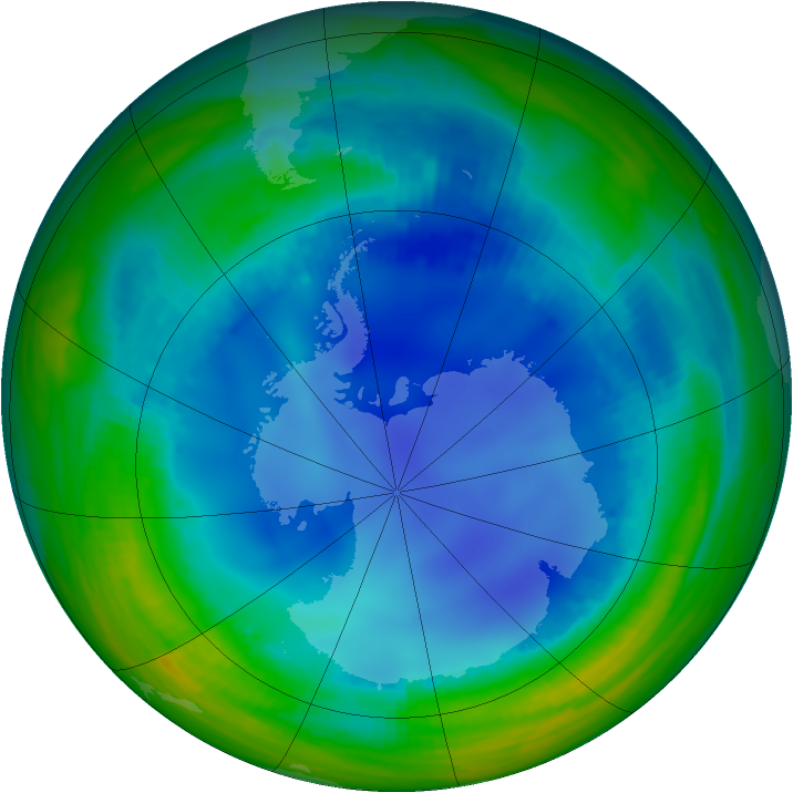 Antarctic ozone map for 31 July 2000